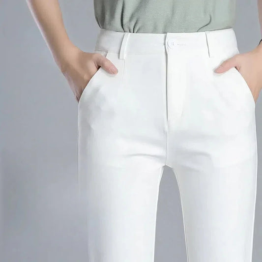 Women's Cropped Zipper Pencil Pants - Stylish Trousers for Women