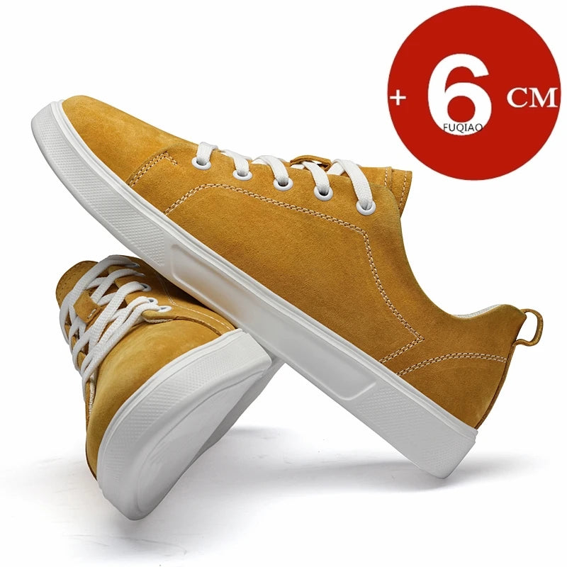 Men's Faux Suede Casual Elevator Sneakers with 6cm Hidden Heel