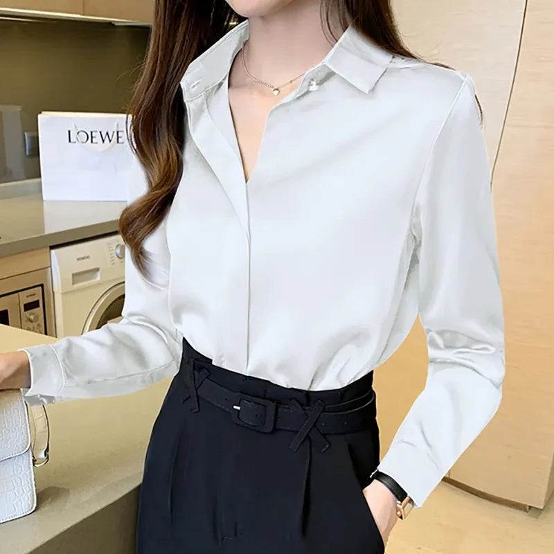 Women's Elegant Long Sleeve Shirt - Various Colors