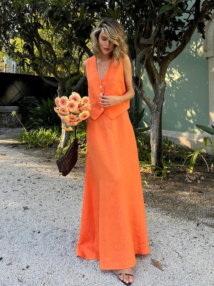 Women's Two Piece Vest & Skirt Set