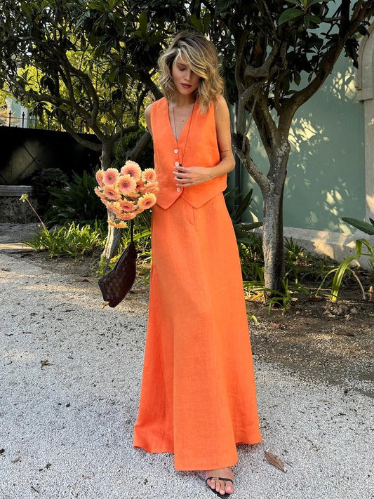 Women's Two Piece Vest & Skirt Set