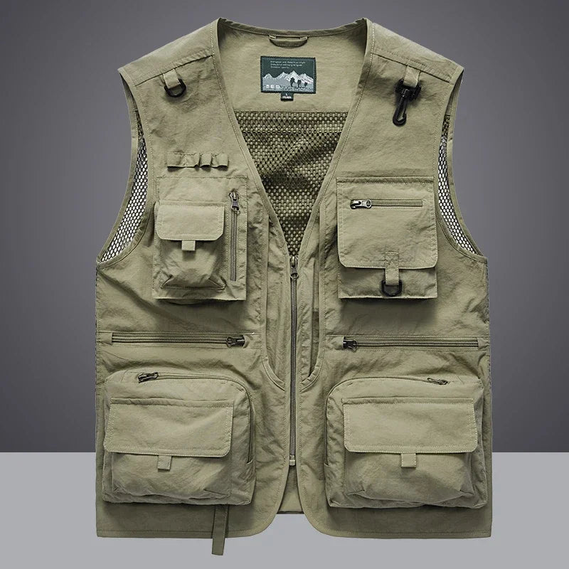 Men's Tactical Vest Jacket - Mesh Waistcoat with Tool Pockets- Sleeveless Design