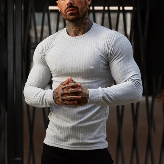 Slim Fit Men's Ribbed Knit Casual Sweater