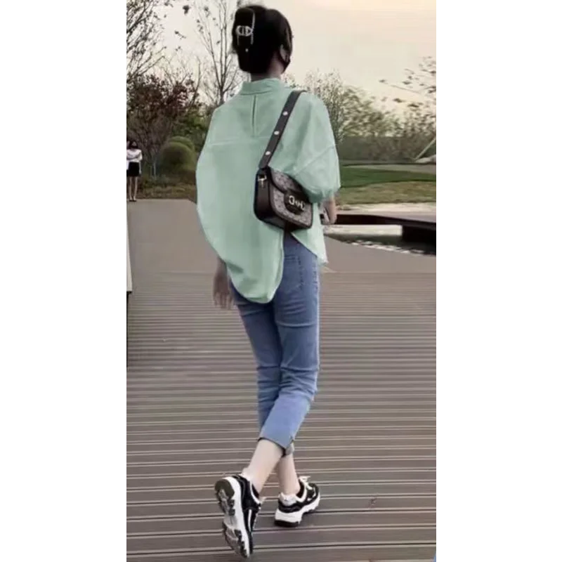 Women's Loose Fit Cotton Mid-Sleeve Shirt - Lightweight & Breathable