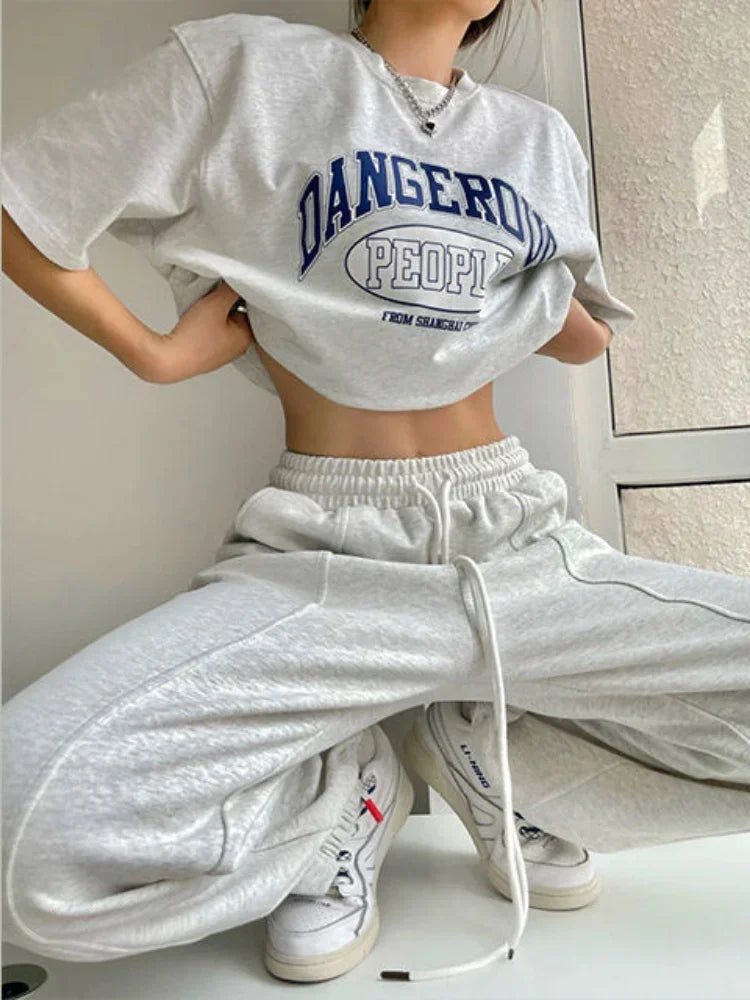 Women's Casual Wide Leg Joggers - Loose Fit