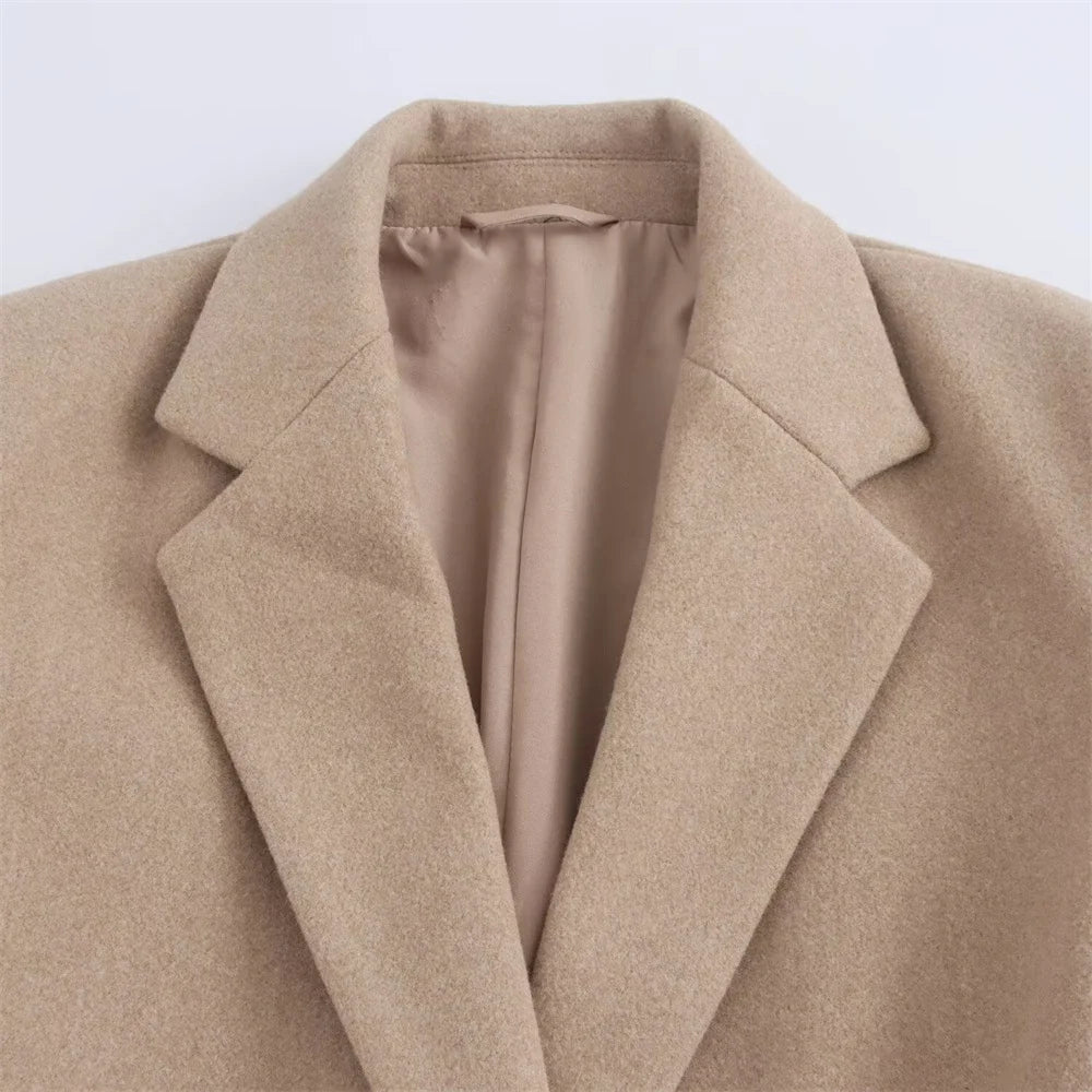 Women's Casual Button-Front Long Sleeve Lapel Coat