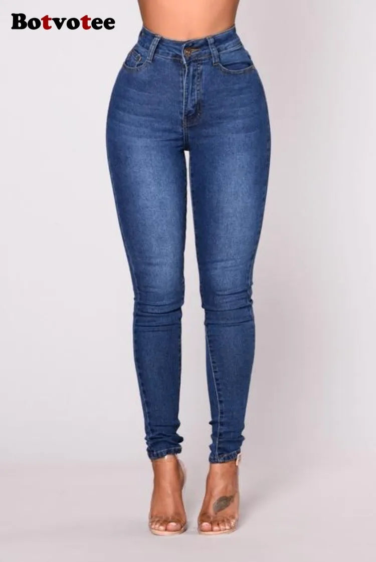 Slim Fit High Waist Denim Jeans for Women - Botvotee Skinny Skinny Jeans for Women