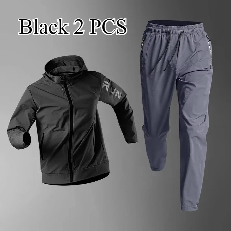 Men's Quick Dry Fitness Set: 2-Piece Jacket and Sweatpants Combo - Loose Fit
