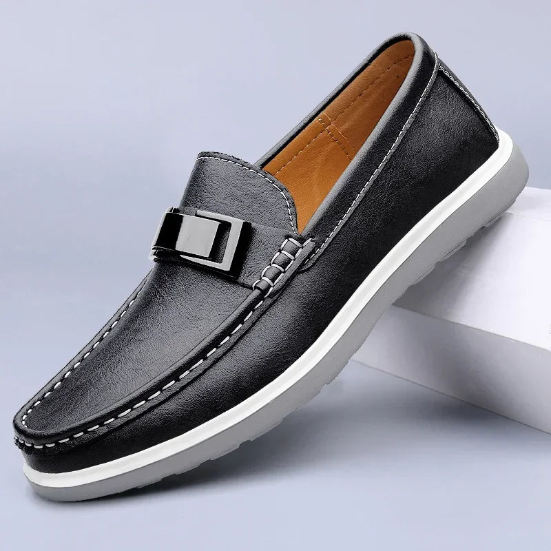 Men's Leather Casual Slip-On Loafers – Stylish and Comfortable Slip On