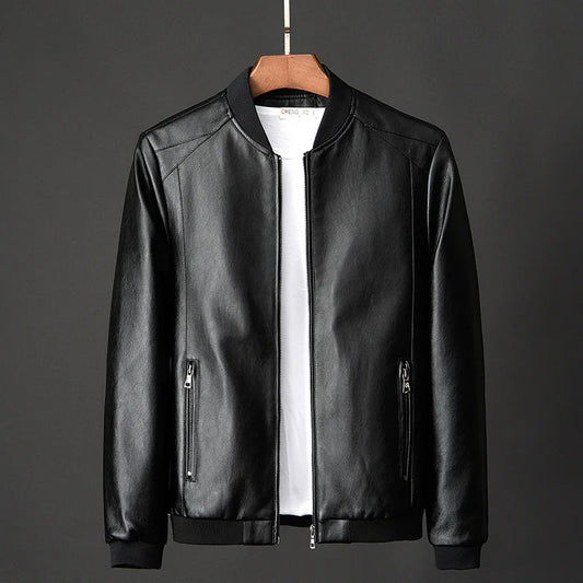 Men's Leather PU Jacket - Casual Vintage Zipper Coat for Men