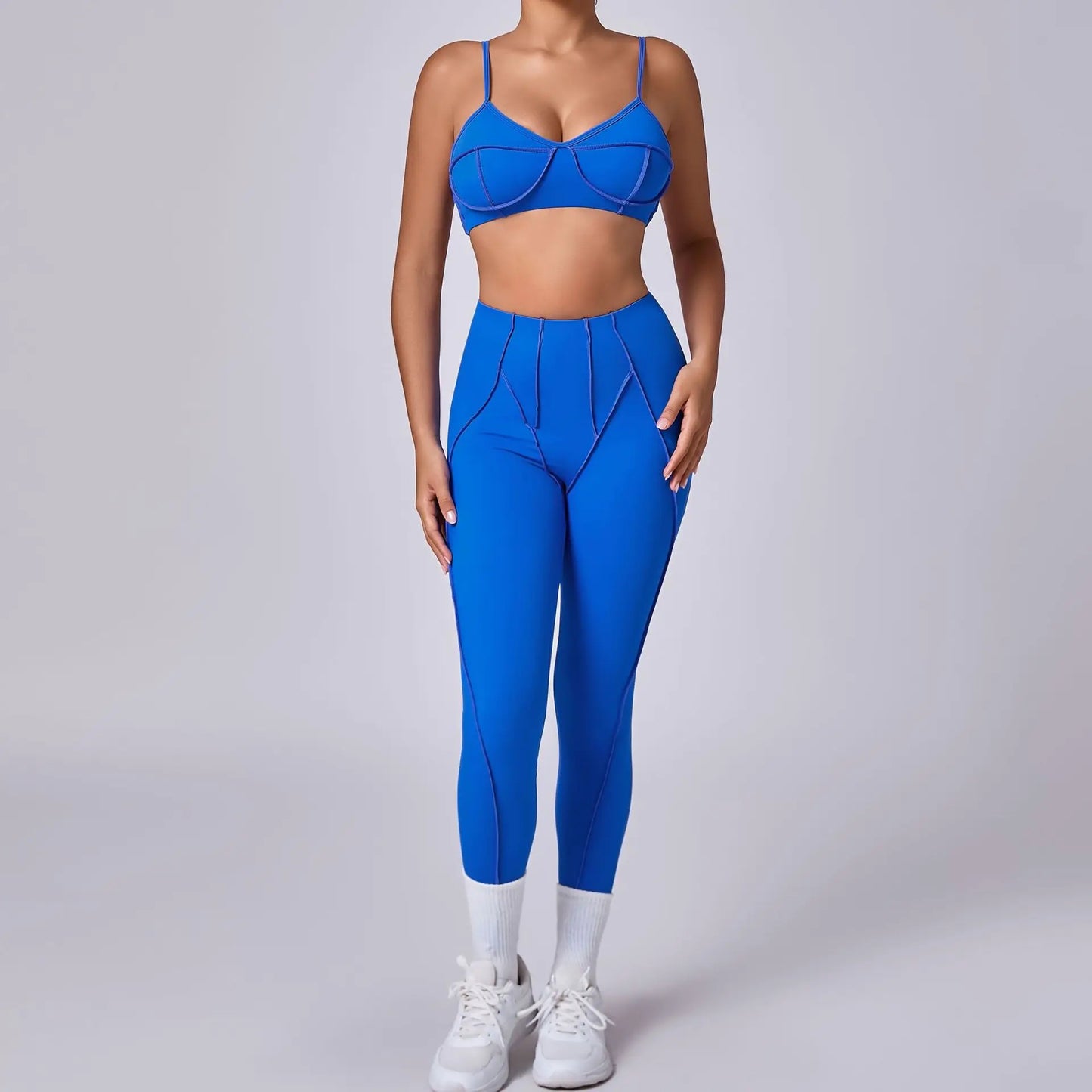 Women's Seamless 2-Piece Yoga Set - High-Waist Leggings and Bra for Fitness & Activewear