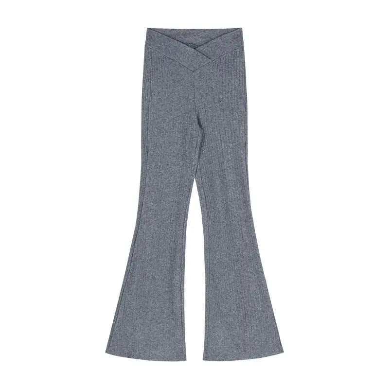 Women's Knitted High-Waist Wide-Leg Flare Pants