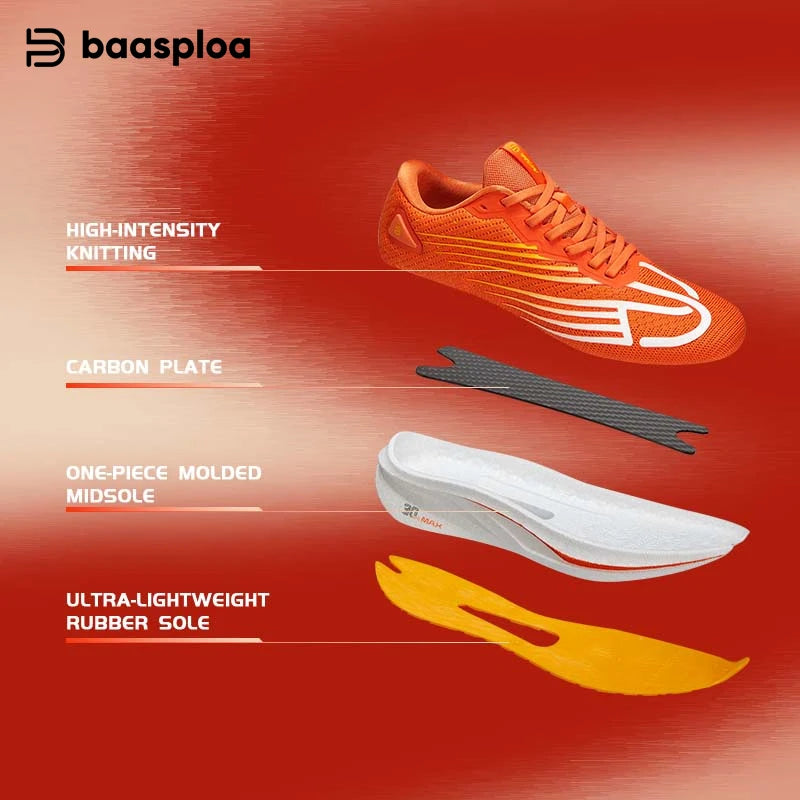 Baasploa Men's Running Shoes - Lightweight Mesh Sneakers with Carbon Plate for Enhanced Performance