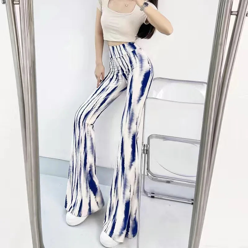 Women's Slim High Waist Striped Flare Pants