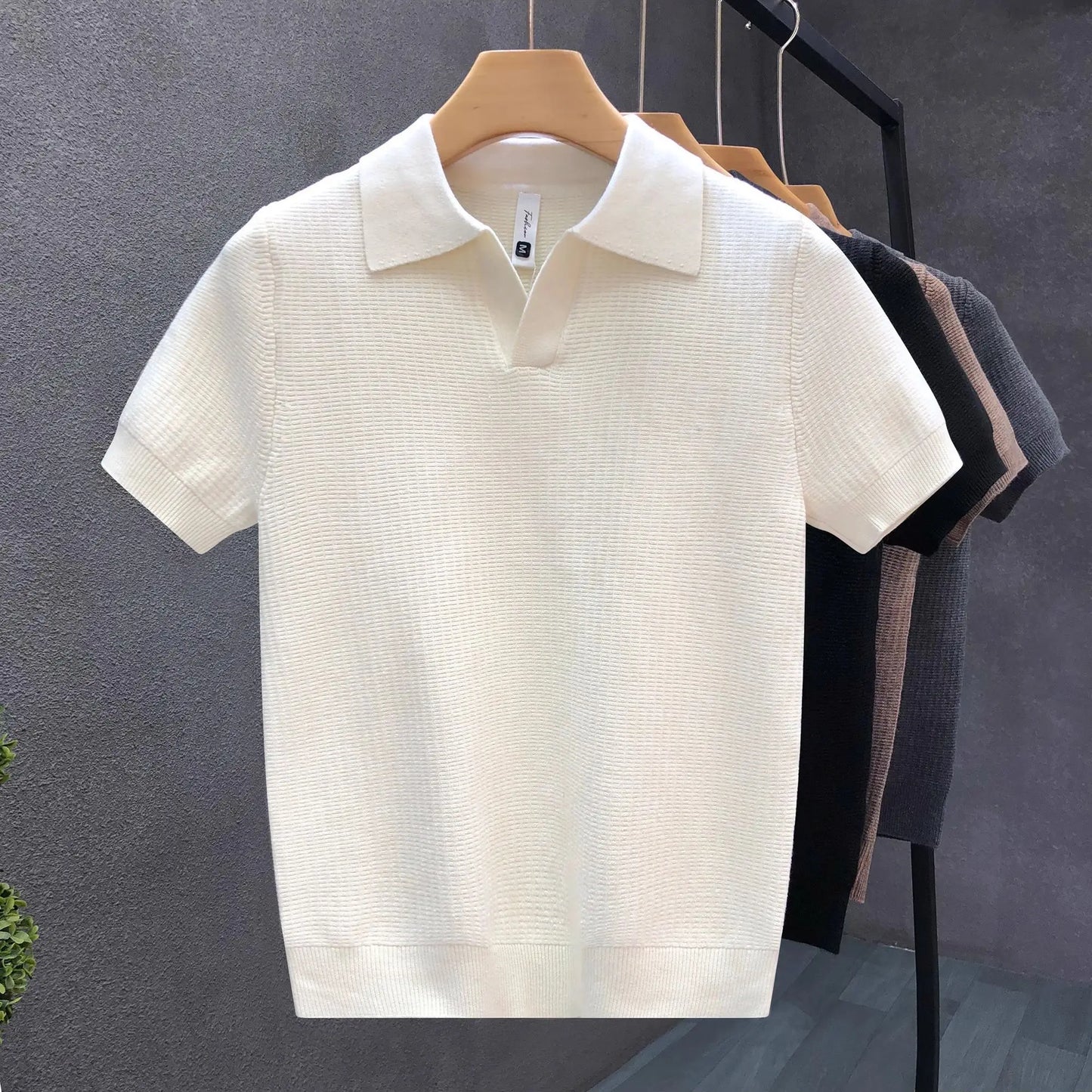 Men's Korean Style Slim Fit Polo Shirt – Thin Knit T-Shirt for Men