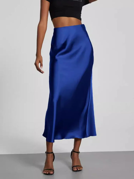 Women's Sophisticated High-Waisted Satin Maxi Skirt