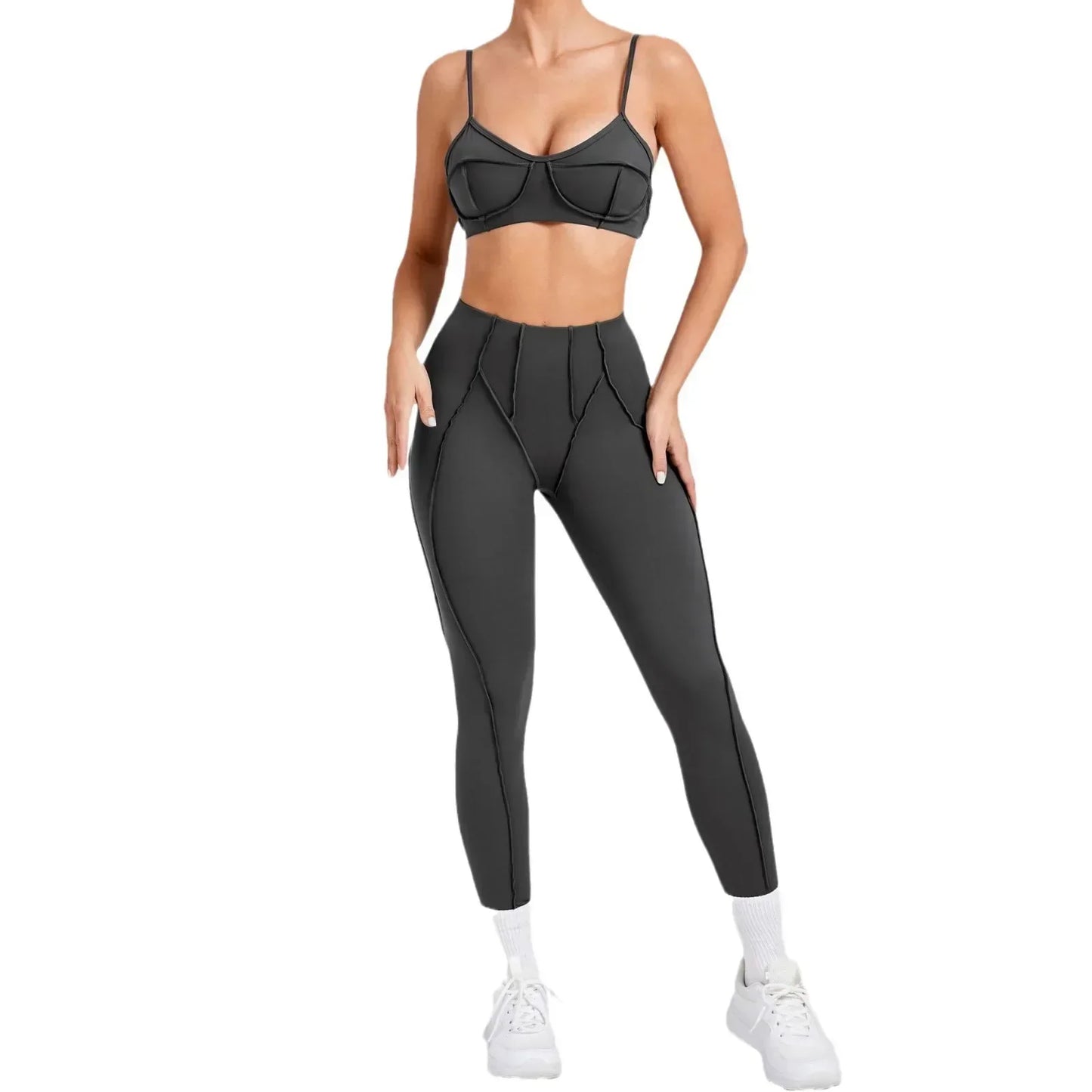 Women's Seamless 2-Piece Yoga Set - High-Waist Leggings and Bra for Fitness & Activewear