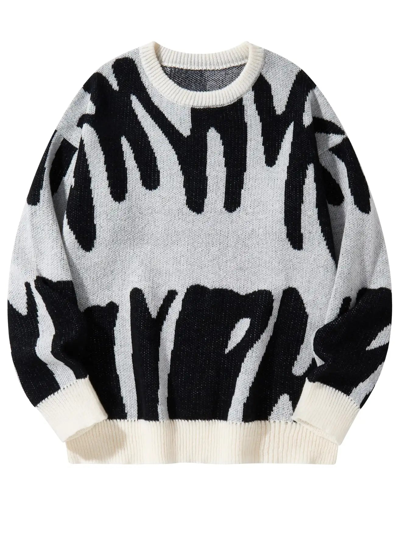 Men's Knitted Jacquard Pattern Pullover Sweater - Stylish & Comfortable Knitwear