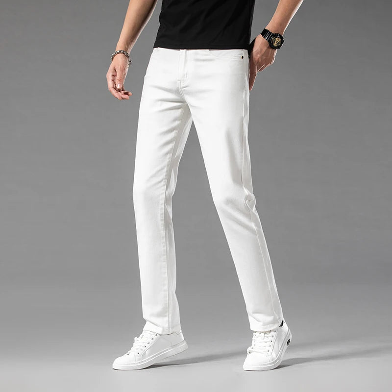 Men's Classic Stretch Straight Trousers - 98% Cotton Comfort Fit