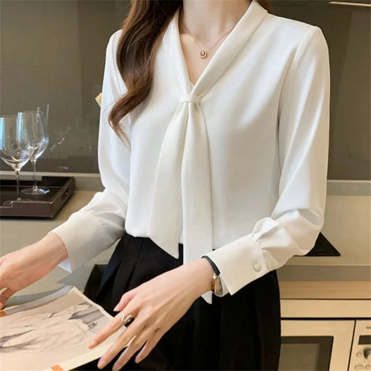 Women's Long Sleeve Chiffon Blouse Shirt