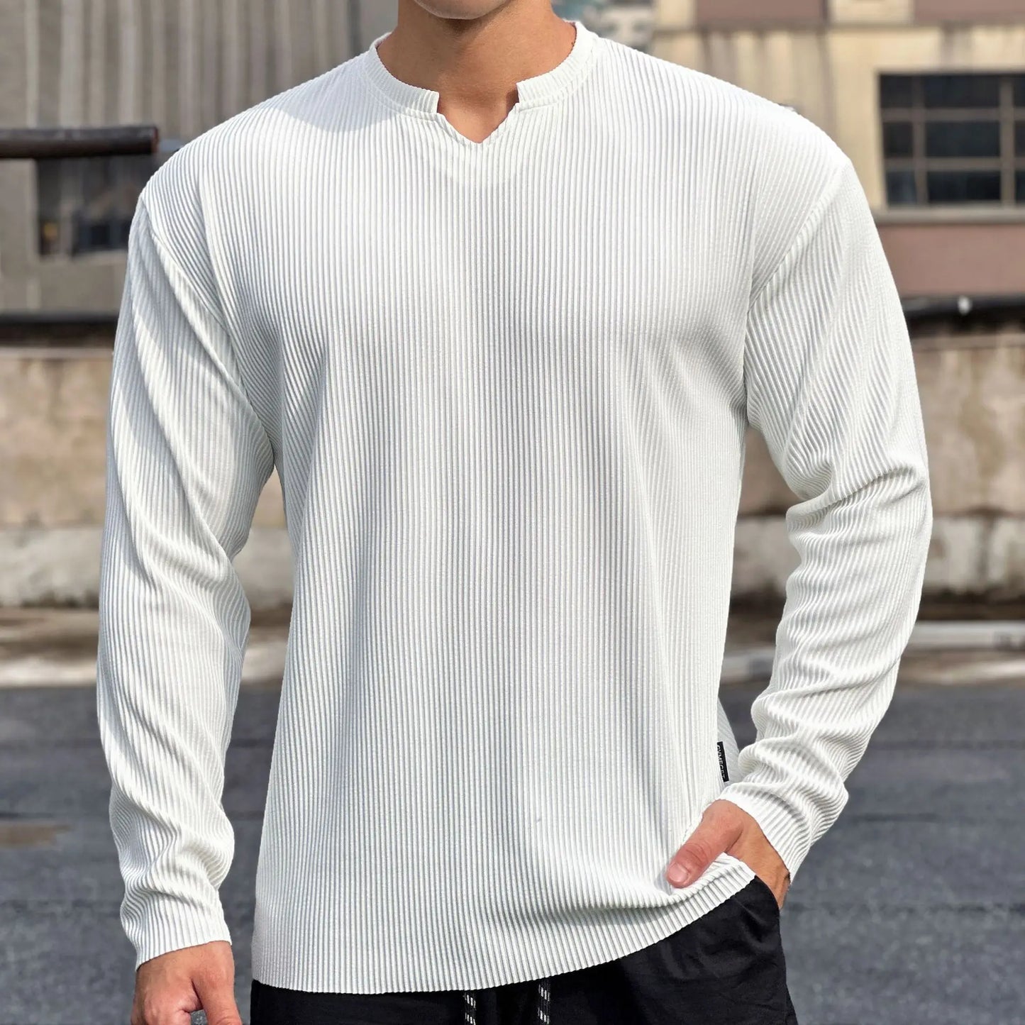 Loose Long-Sleeved Ribbed Drape Men's Sweater