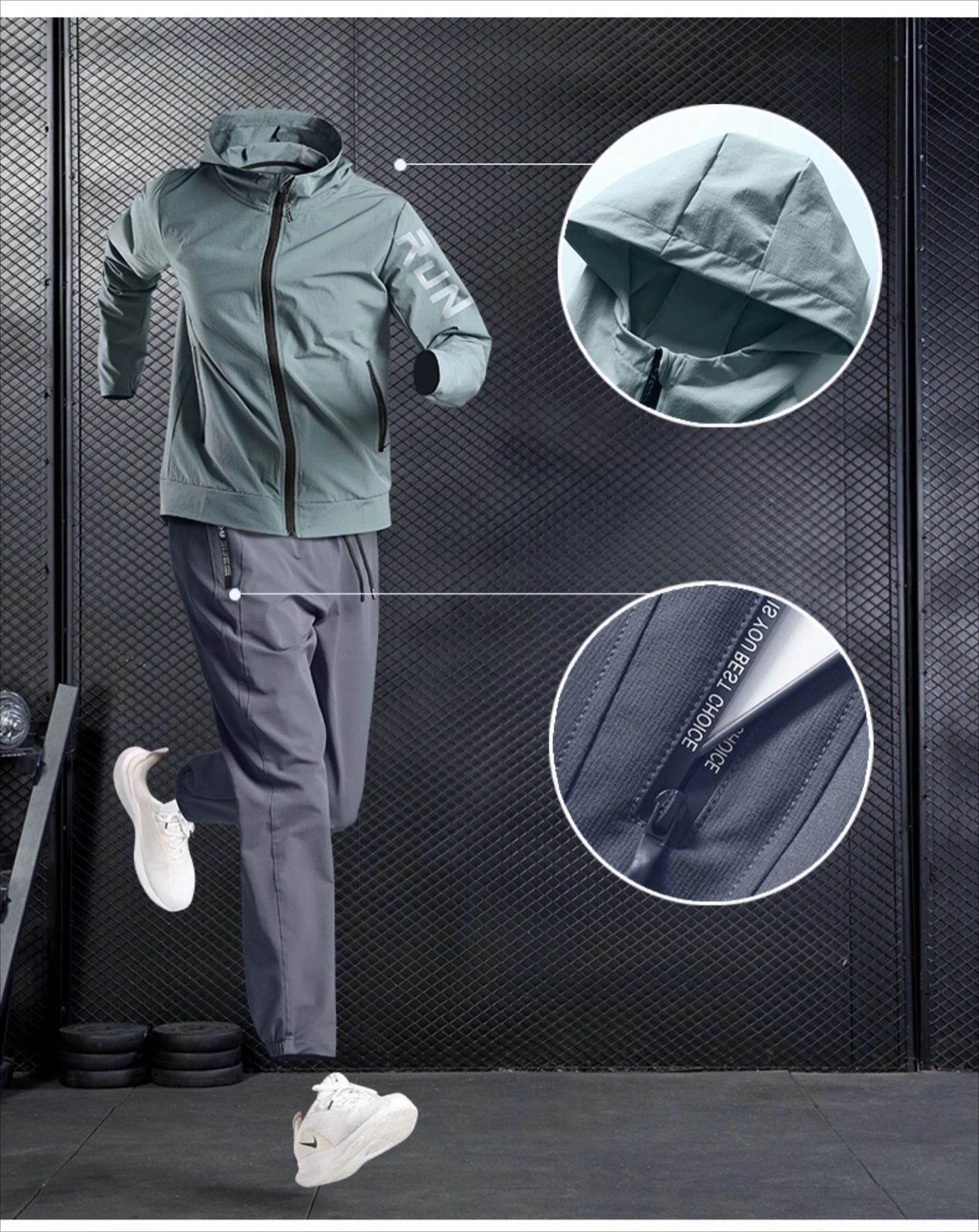 Men's Quick Dry Fitness Set: 2-Piece Jacket and Sweatpants Combo - Loose Fit