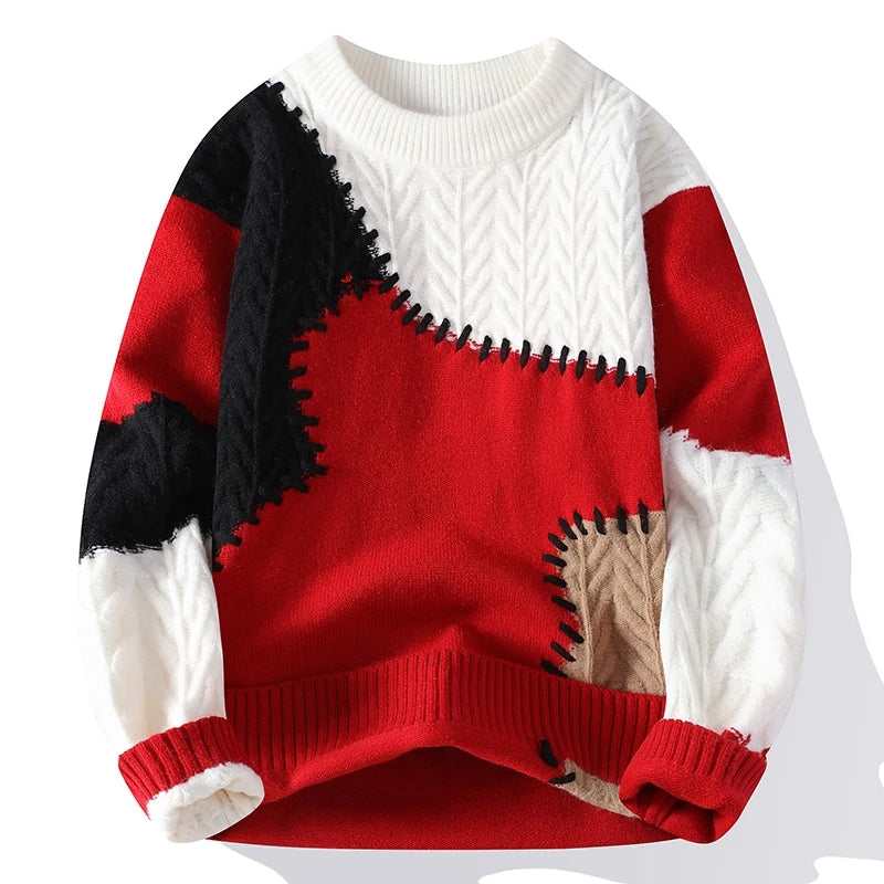 Men's Loose Fit Faux Mink Round Neck Sweater