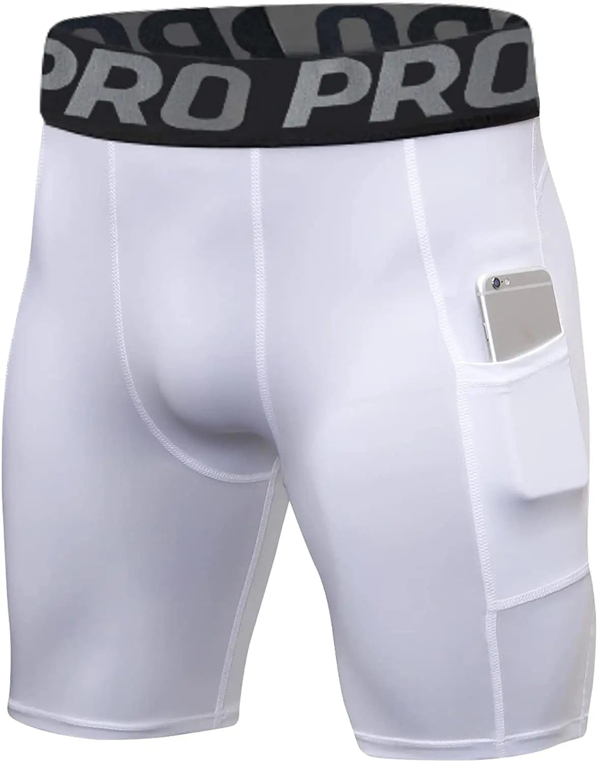 Men's Workout Compression Shorts with Side Pocket