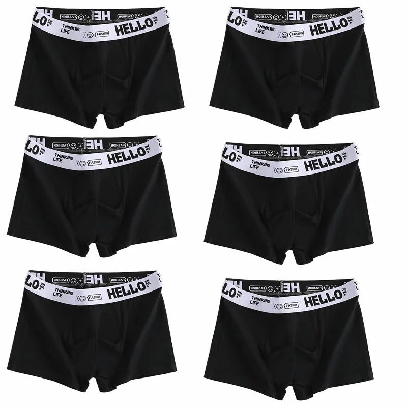 6-Piece Men's Cotton Underwear Set - Breathable Boxer Shorts - Various Colors
