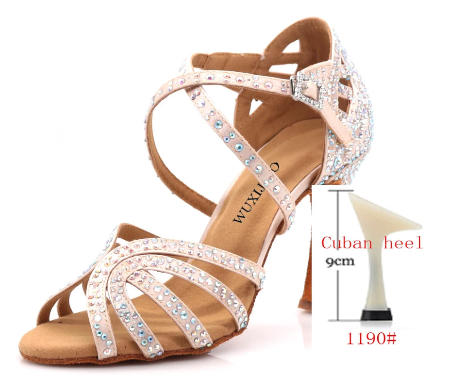 WUXIJIAO Women's Rhinestone Decorated High Heels - Elegant Party & Evening Shoes for Women
