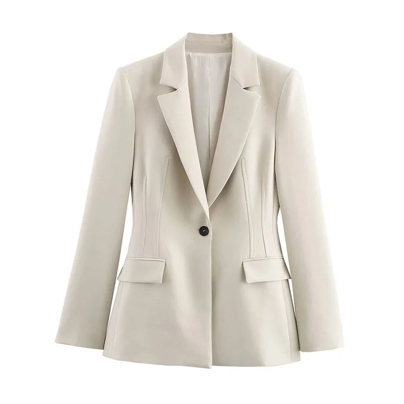Elegant Women's 2-Piece Slim Blazer and Trousers Set - Sophisticated Full Sleeve Business Suit for Women