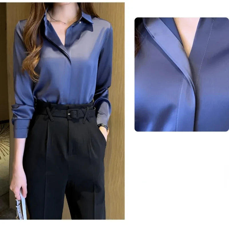Women's Elegant Long Sleeve Shirt - Various Colors