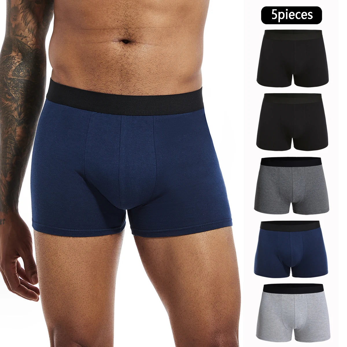 5-Pack Men’s Cotton Boxer Briefs – Comfortable, Breathable Men's Underwear Set