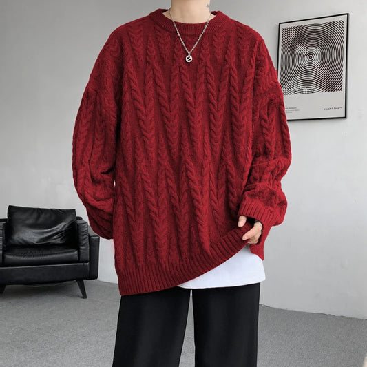 Men's Knit O-Neck Loose Casual Sweater
