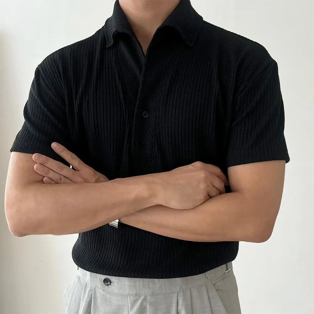 Men's Breathable Polo T-Shirt with Vertical Thread Design