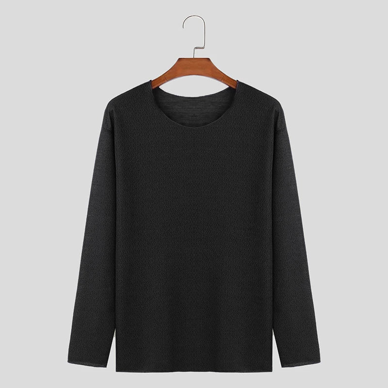Men's Casual O-Neck Long Sleeve Breathable Sweater