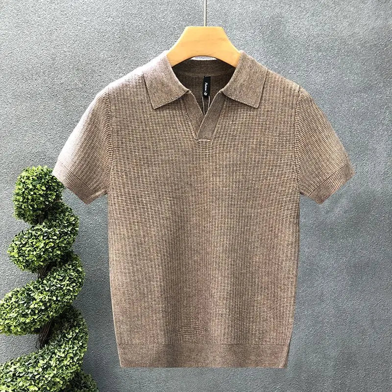 Men's Korean Style Slim Fit Polo Shirt – Thin Knit T-Shirt for Men