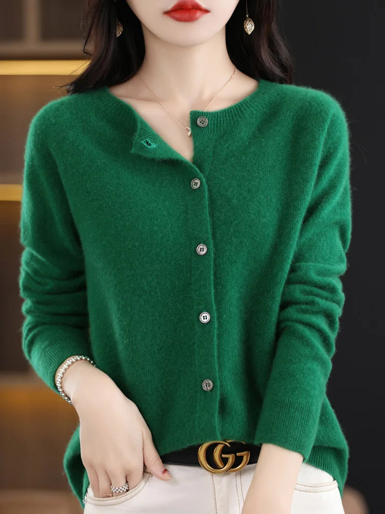 Women's Long Sleeve Merino Wool Cardigan