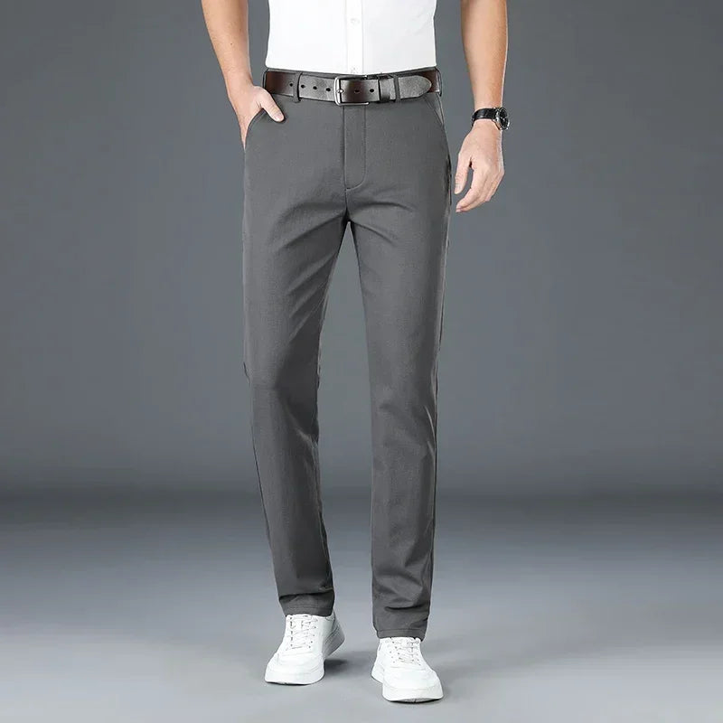 Men's Casual Long Elastic Straight Pants - Various Colors