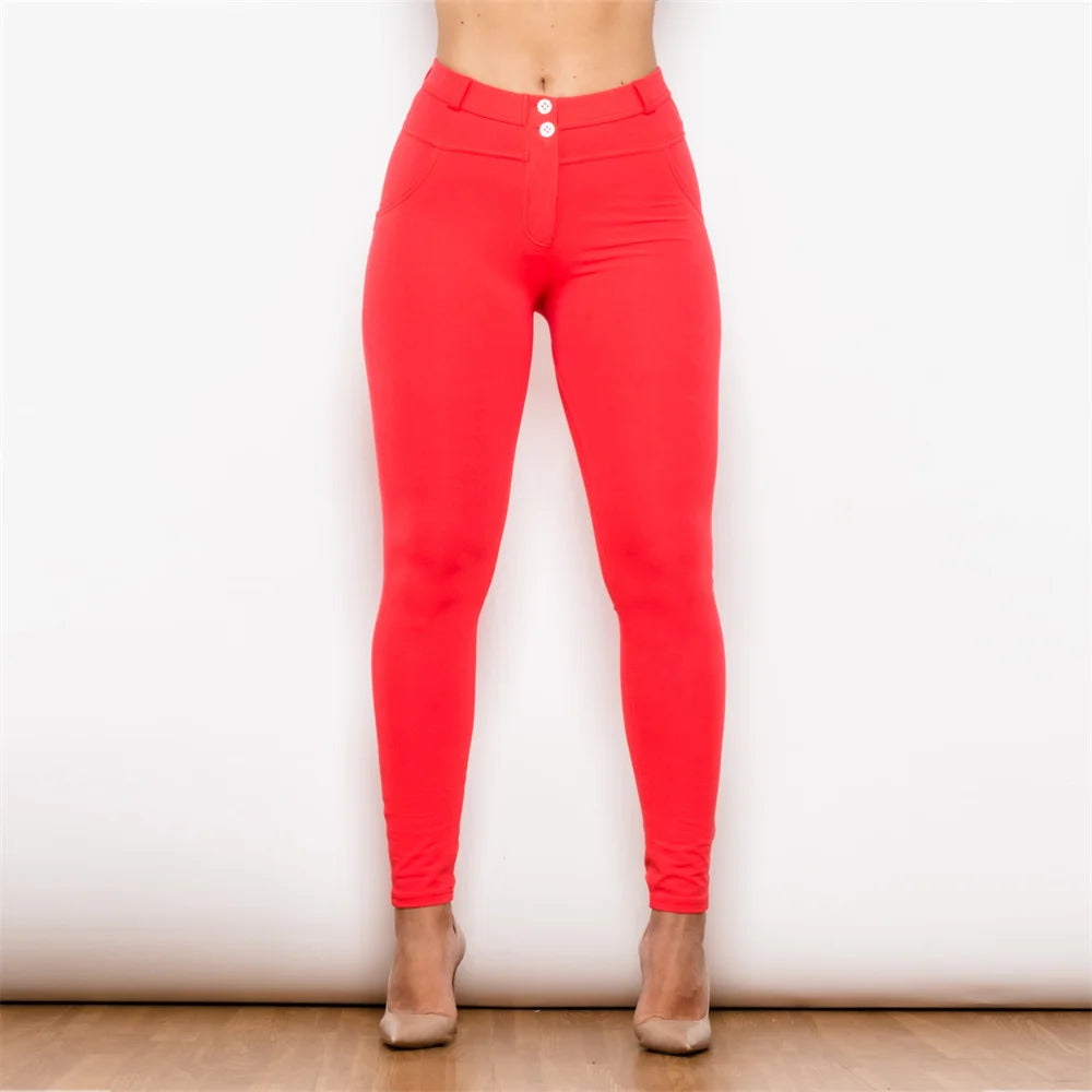 Women's Slim Fit Stretch Skinny Pants - High-Waisted Pencil Trousers with Push-Up Design