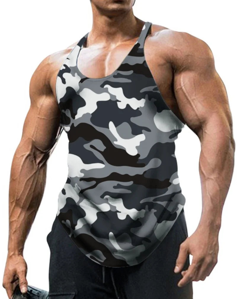 Men's Slim Fit Camouflage Sleeveless Stringer Tank Top