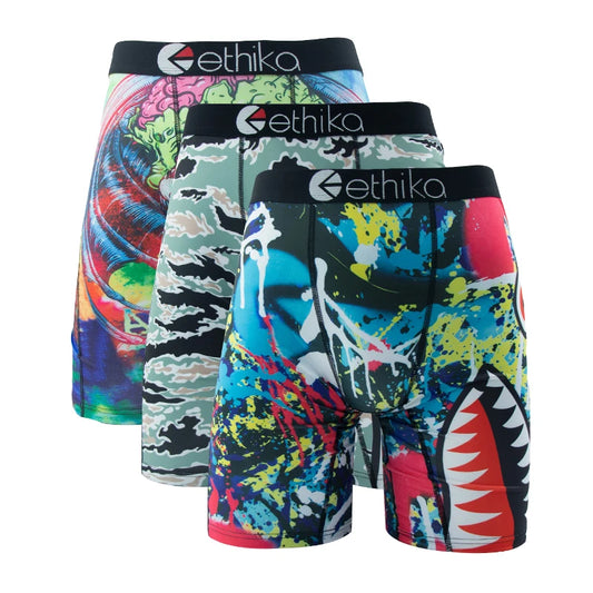 ETHIKA Men's 3-Pack Breathable Boxer Briefs Underwear