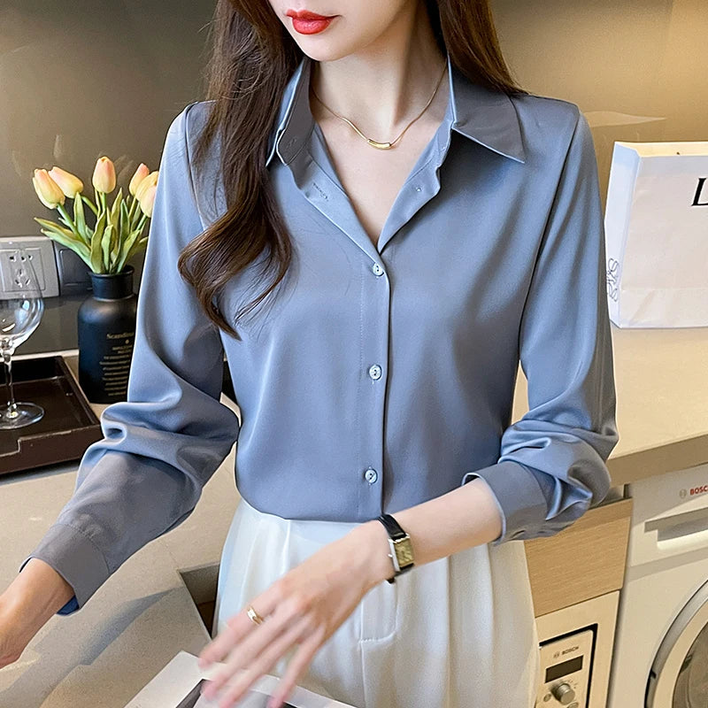 Long Sleeve Satin Shirt for Women