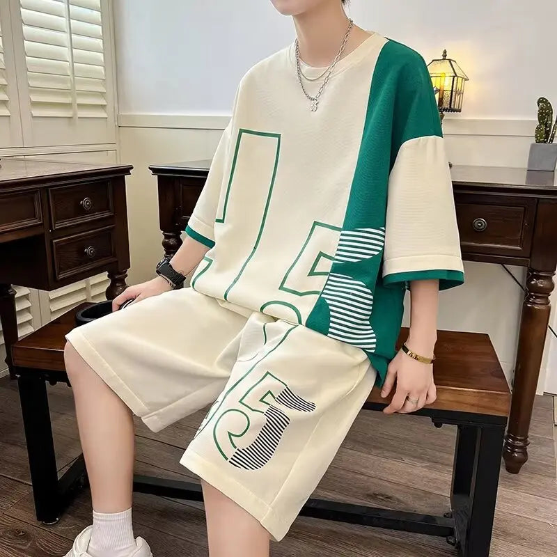 Men's Matching T-Shirt and Shorts Set - Stylish 2-Piece Outfit for Casual Wear