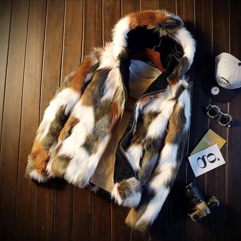 Men's Premium Thick Faux Fur Hooded Jacket