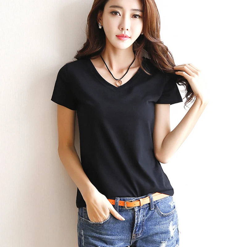 Women's Slim Fit Round and V Neck T-Shirts