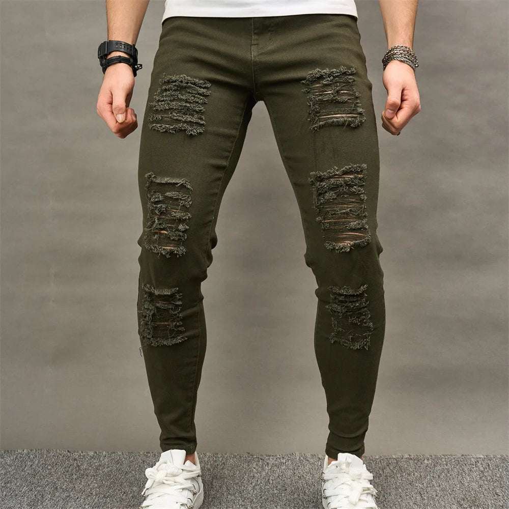 Men's Distressed Ripped Skinny Denim Pants