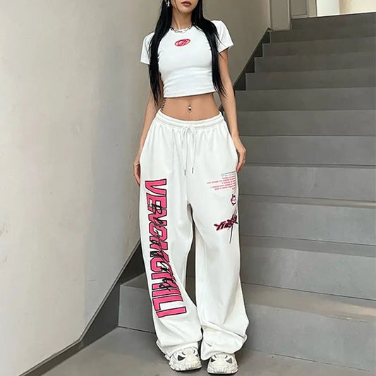 Women's High Waist Drawstring Loose Fit Elastic Sweatpants