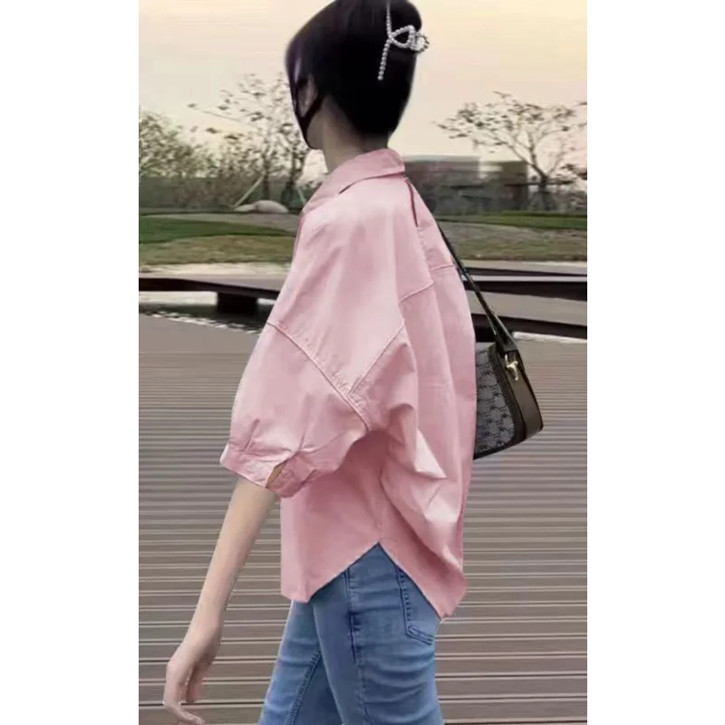 Women's Loose Fit Cotton Mid-Sleeve Shirt - Lightweight & Breathable