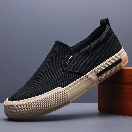 Men's Canvas Casual Loafer Shoes – Lightweight, Non-Slip, Washed Denim Slip-On